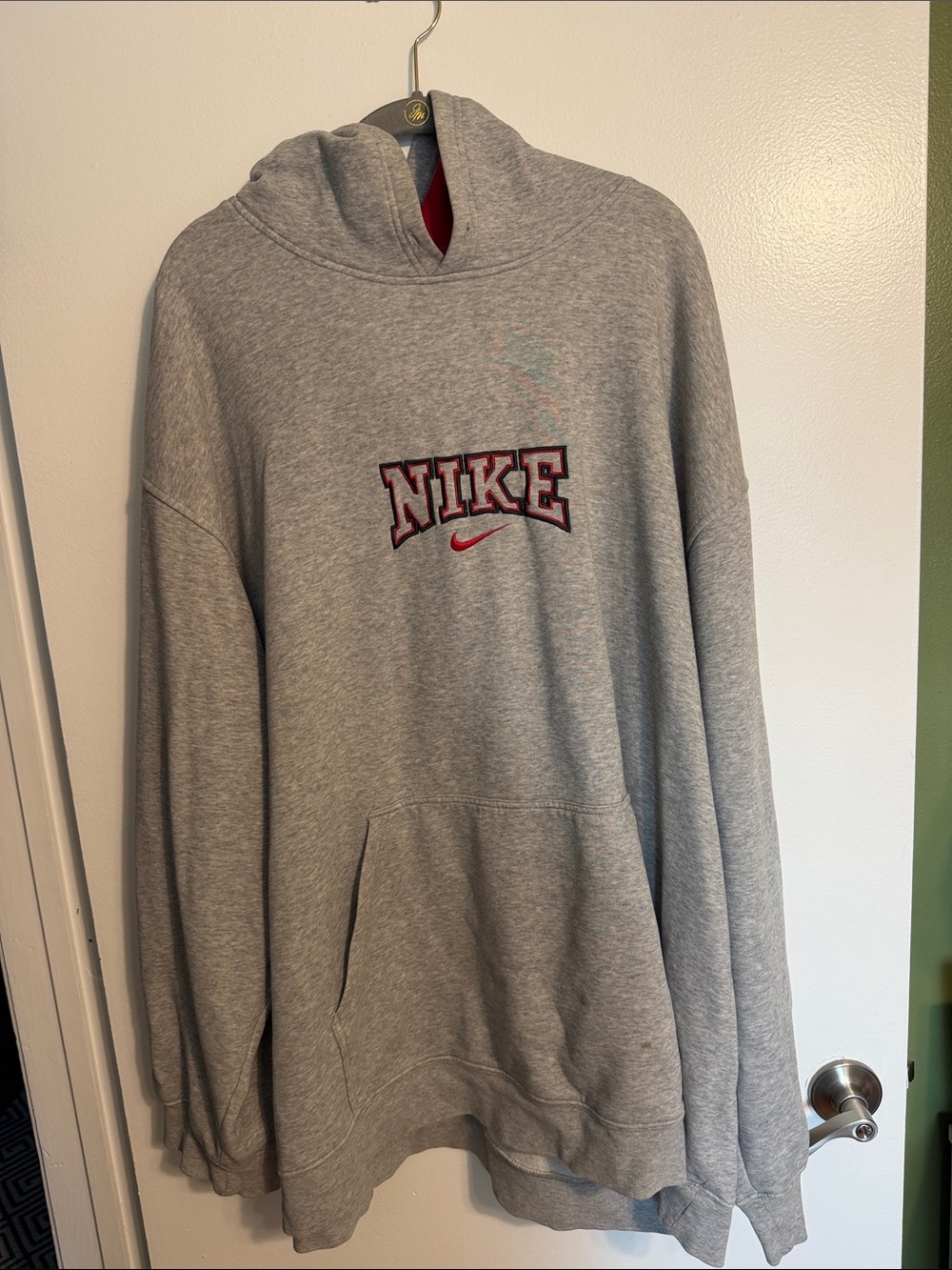 Nike Gray Turtleneck Sweatshirt with Red Embroidered Logo